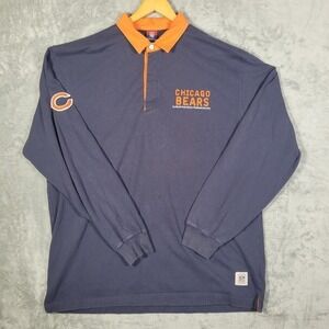 Vintage Chicago Bears Shirt Mens XL Blue Rugby Polo Reebok Gridiron Classic NFL